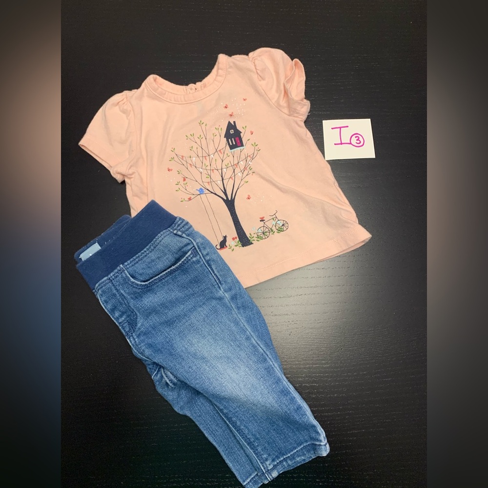 🧸 GAP 3-6m Baby Girl Jeans and Tee Shirt